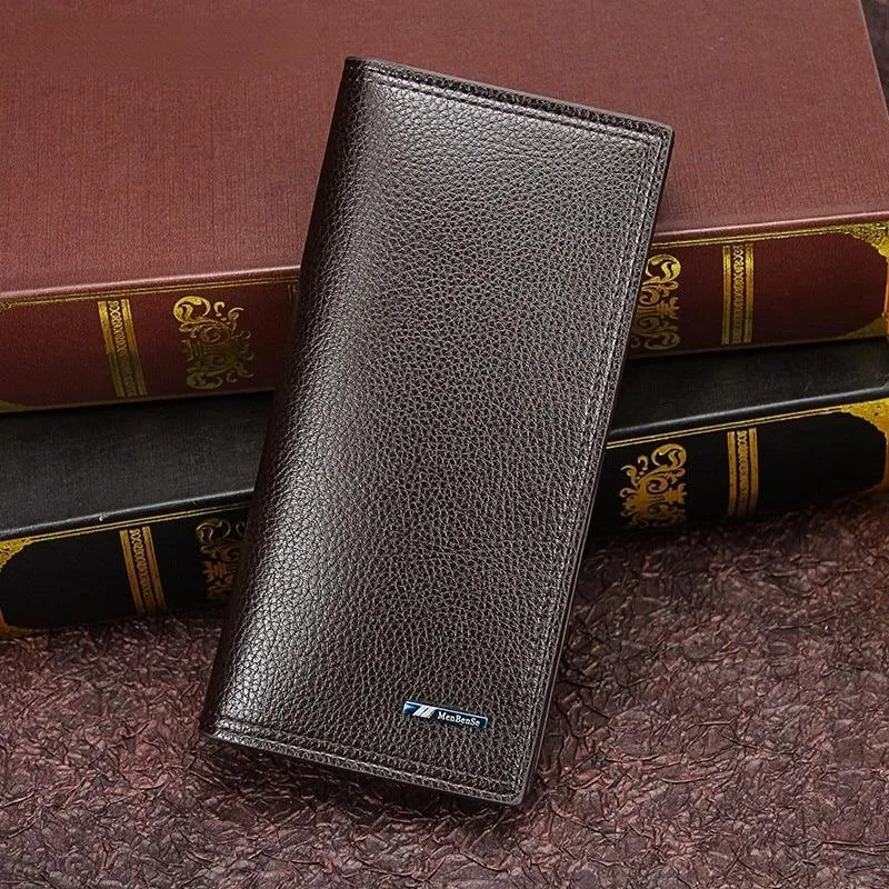 Slim Wallet for Men - Textured PU Leather, Brown Black Maroon - Image 2