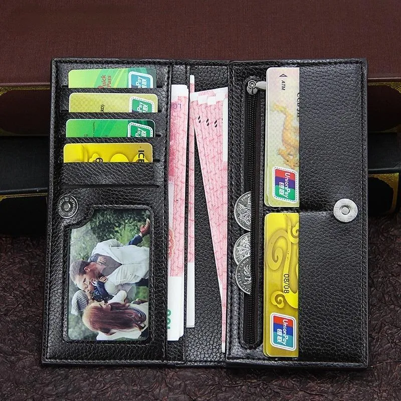 Slim Wallet for Men - Textured PU Leather, Brown Black Maroon - Image 5