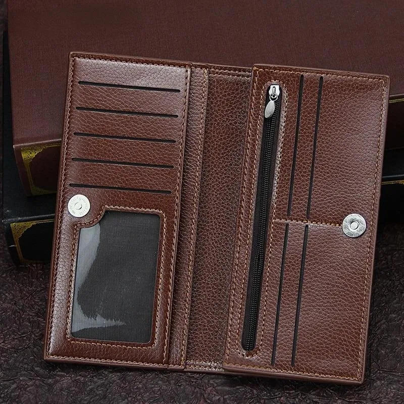 Slim Wallet for Men - Textured PU Leather, Brown Black Maroon - Image 6