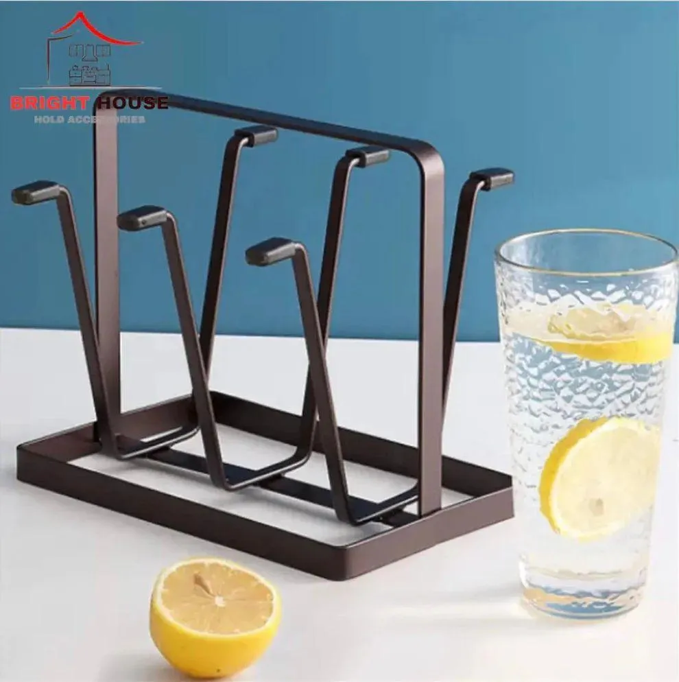 Black Metal Glass Holder for Home Office Kitchen