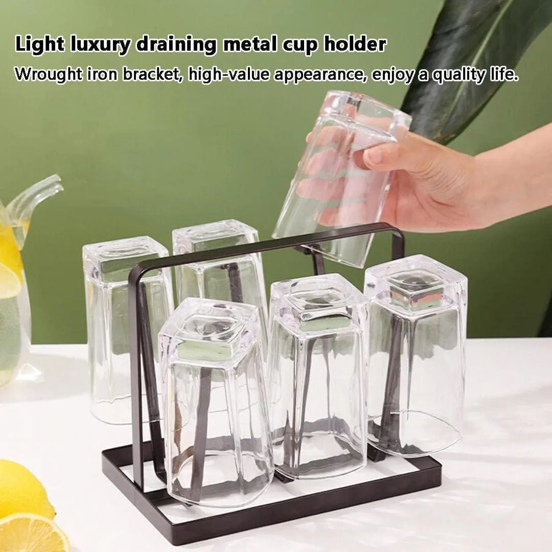 Black Metal Glass Holder for Home Office Kitchen - Image 2
