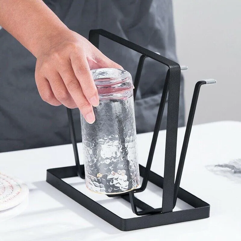 Black Metal Glass Holder for Home Office Kitchen - Image 3