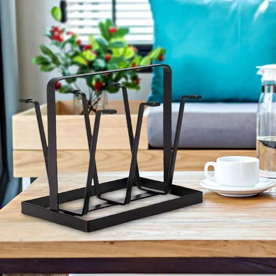 Black Metal Glass Holder for Home Office Kitchen - Image 4