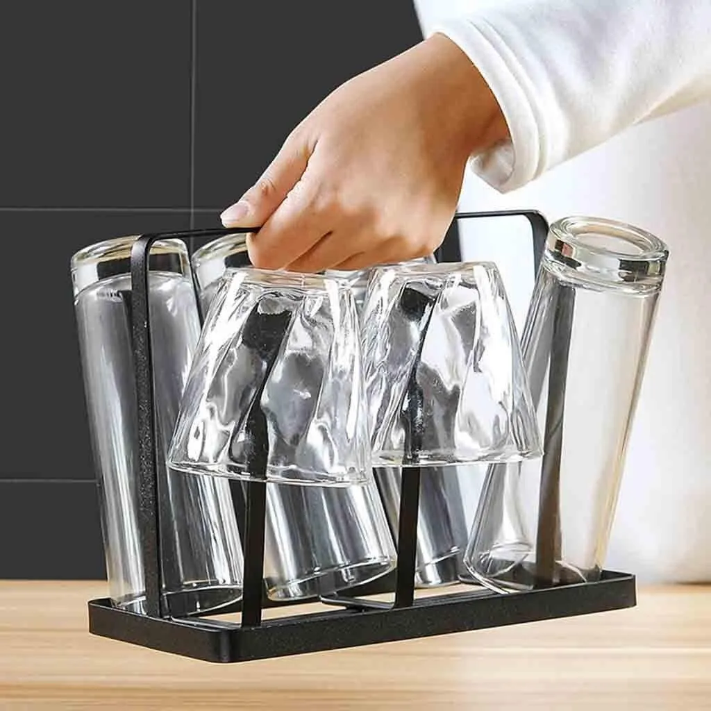 Black Metal Glass Holder for Home Office Kitchen - Image 6