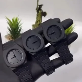 Black Carbon Fiber Arabic Aura Watch for Men