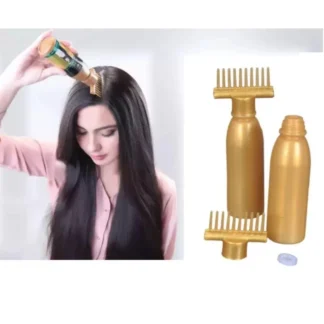 Gold Hair Oil Applicator with Comb for Easy Application