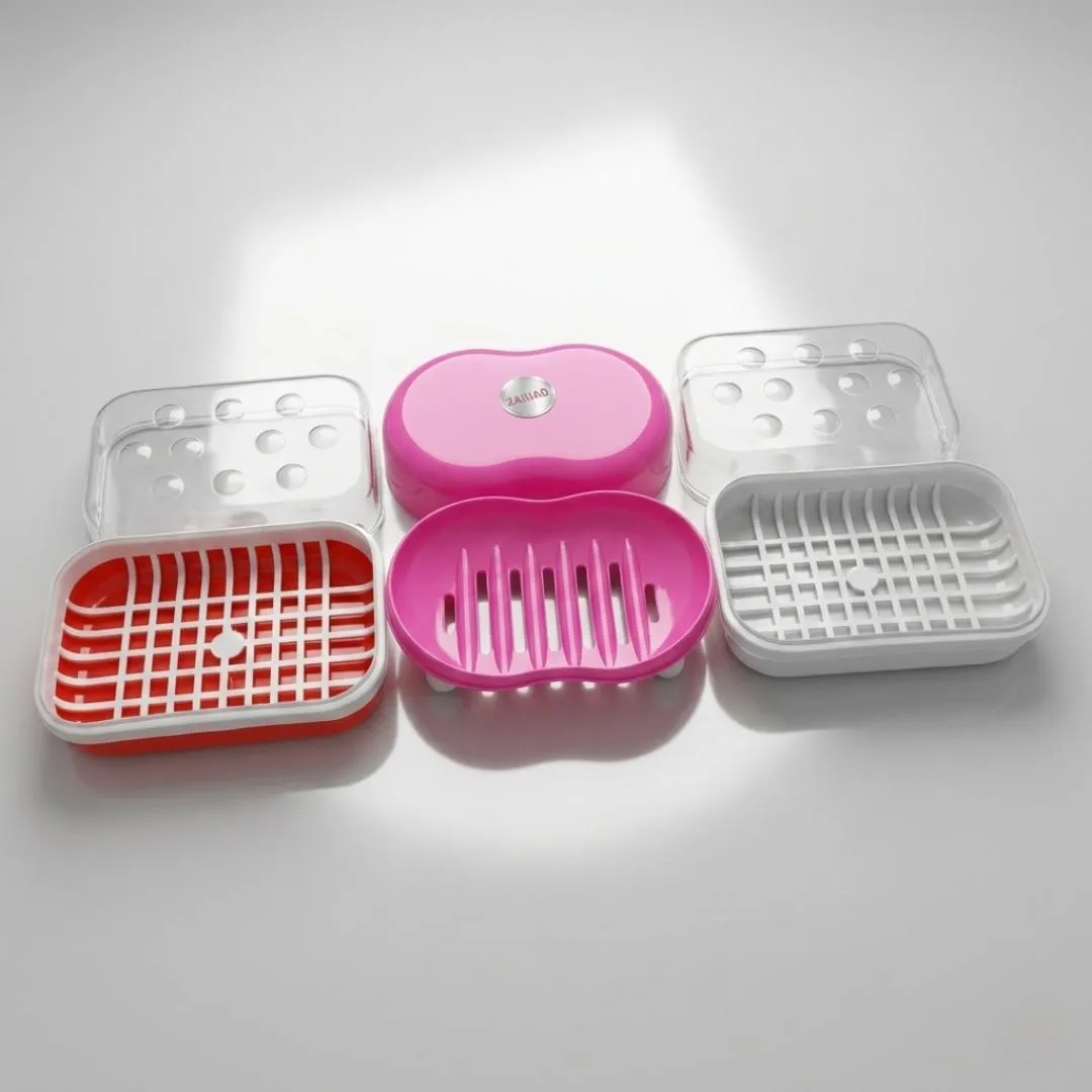 Portable Soap Holder with Drainage Grid, ABS Plastic, Multicolor
