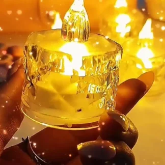 Silver Crystal LED Candles Pack of 12 Battery Operated