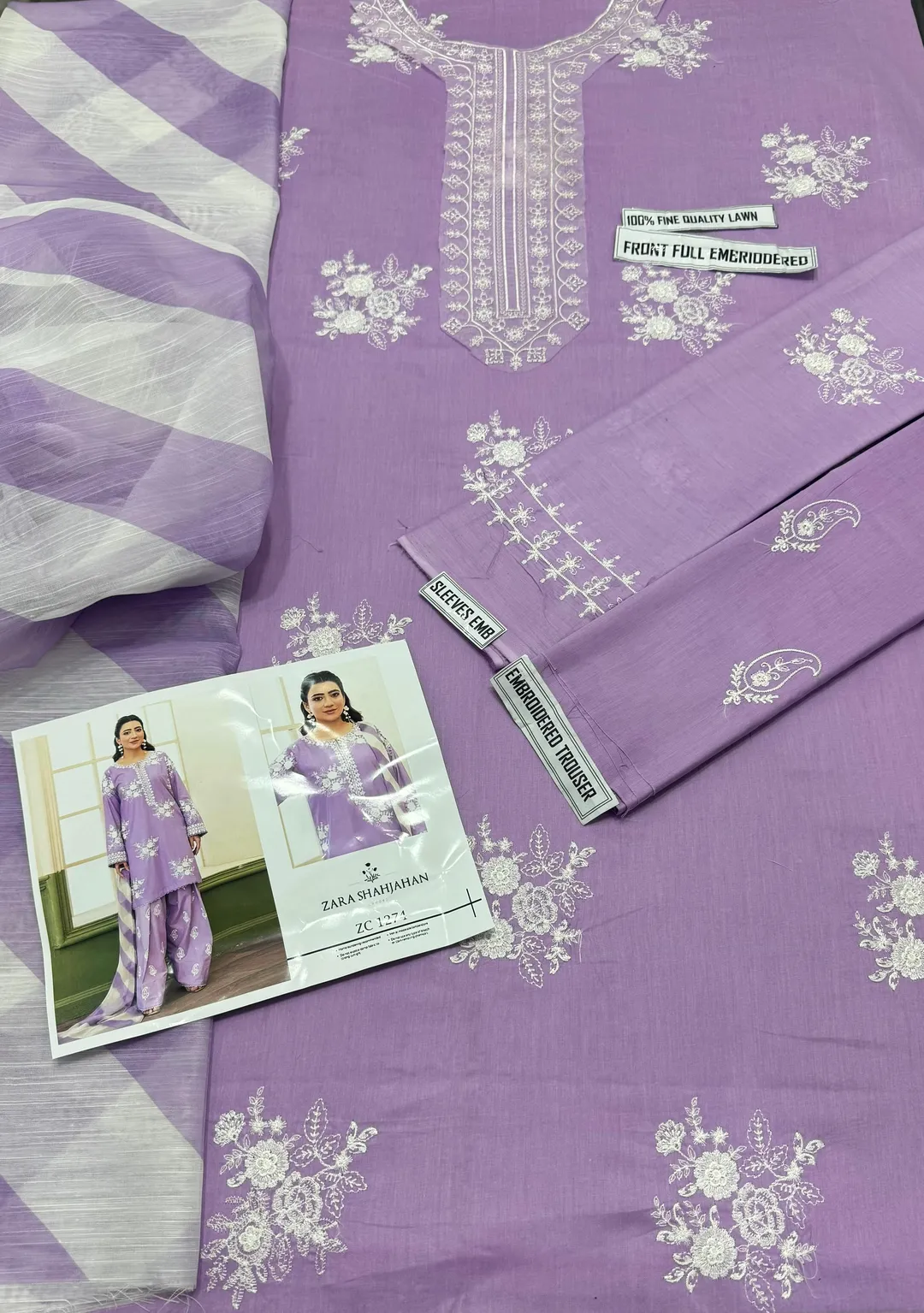 ZARASHAHJAHAN 3 Pcs Unstitched Embroidered Suit - Image 5