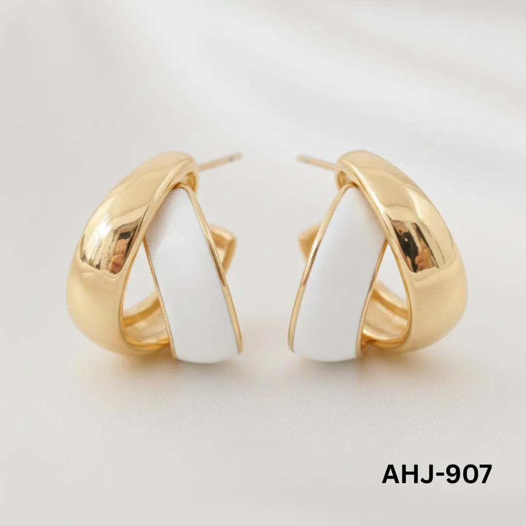 Two-Layer Korean Hoop Earrings Beige Brown Red Black White Purple Orange Blue - Image 2