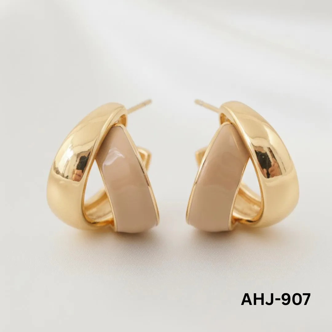 Two-Layer Korean Hoop Earrings Beige Brown Red Black White Purple Orange Blue - Image 8