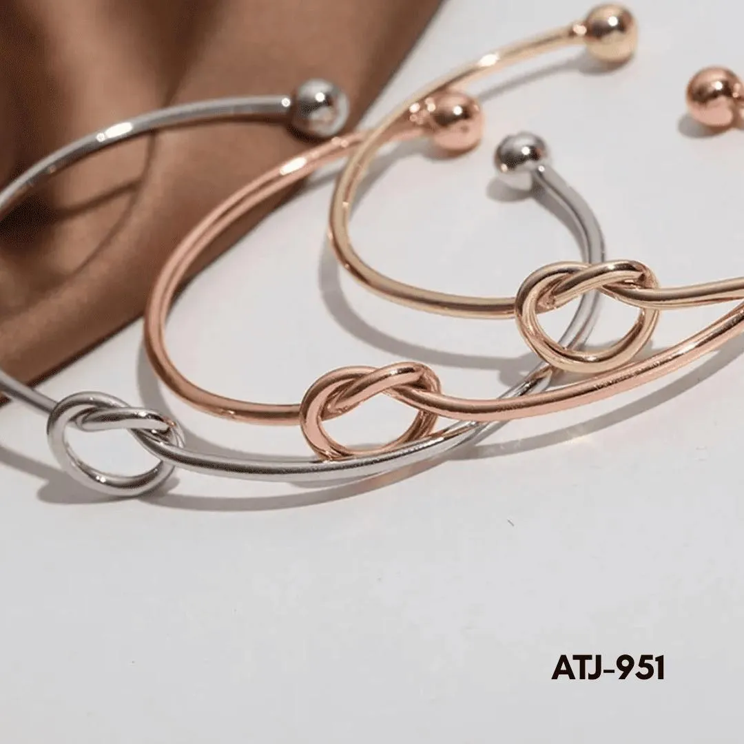 Korean Knot Design Bangle Golden Silver Multicolor - Image 2