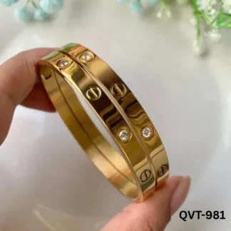 Golden Screw Bangle with Stones for Daily Wear
