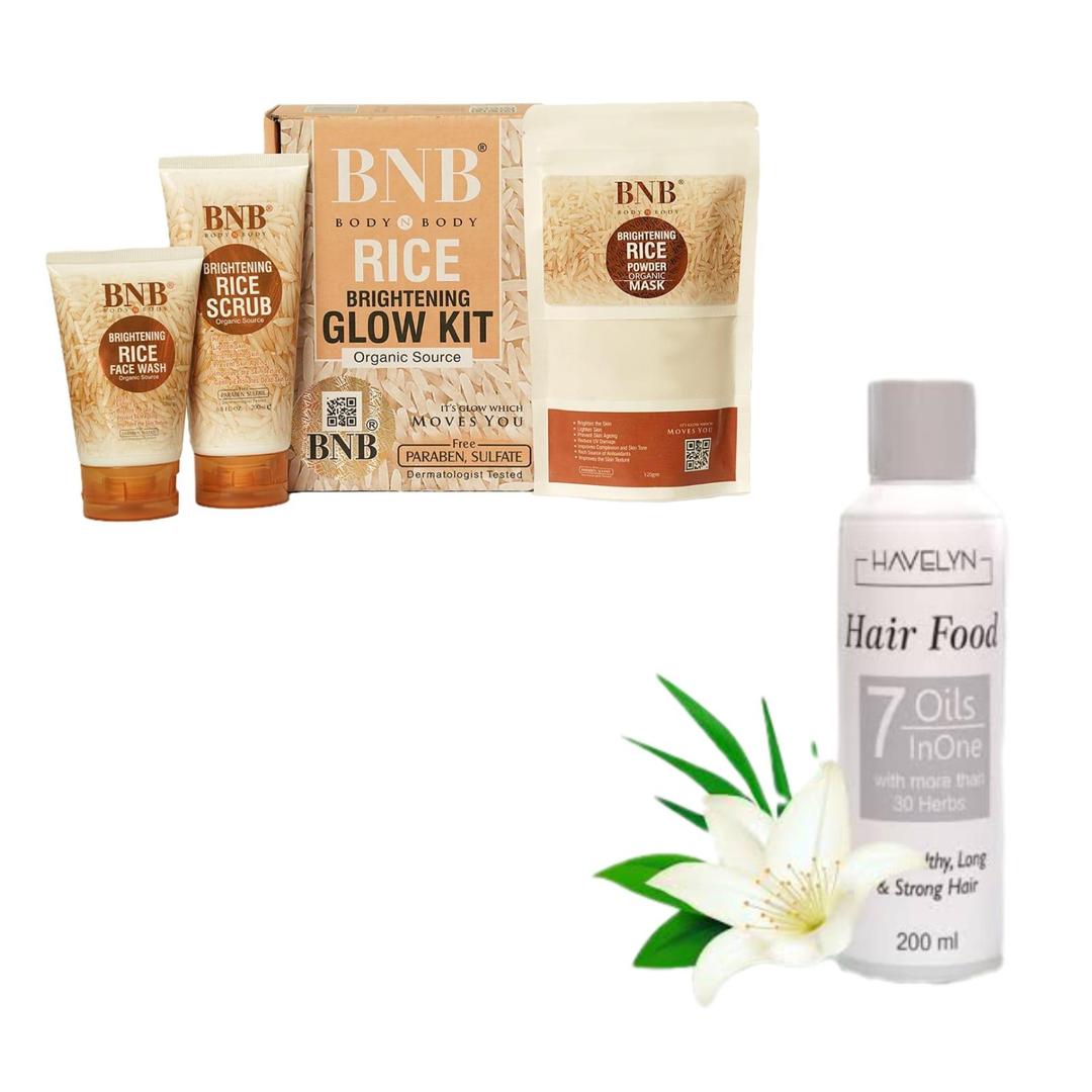 BNB Rice Glow Kit + Hair Food 4 in 1 Bundle - Image 2