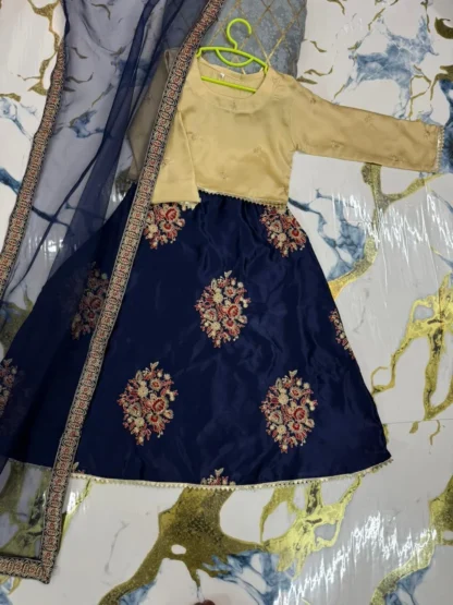 Kids Zari Embroidered 3Pcs Skirt