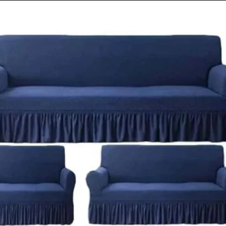 Premium Quality 6 Seater Sofa Covers Blue Mesh ruffled hem