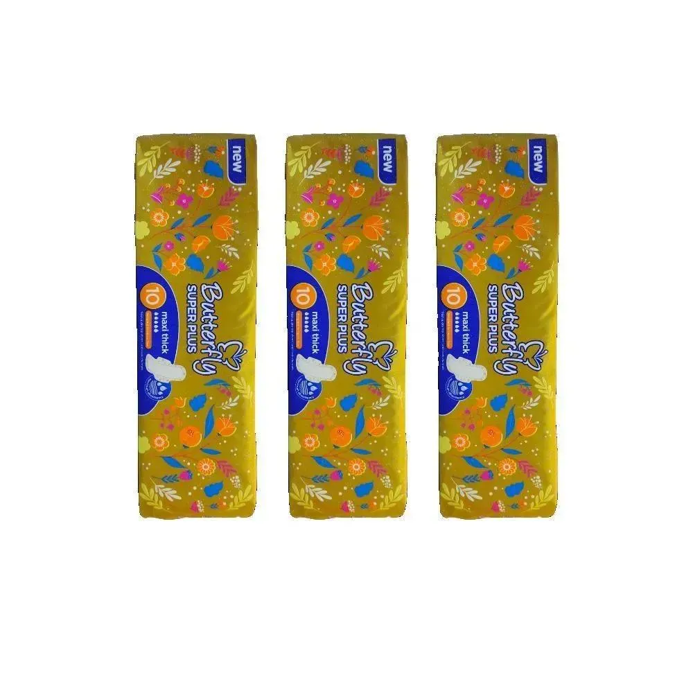 Butterfly Super Plus Maxi Thick Sanitary Pads 10 Pack - Image 2