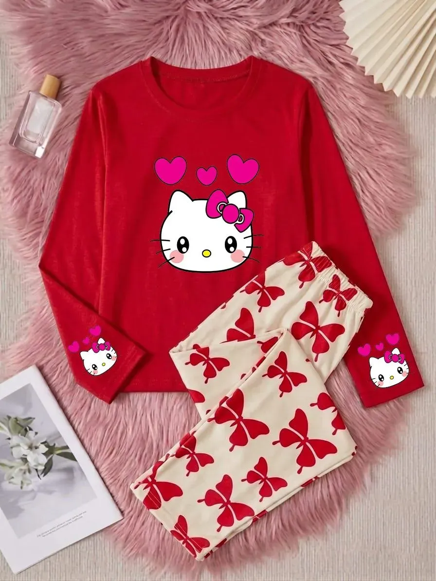 Hello Kitty Printed Night Suit for Women Red - Image 3