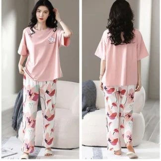 Pink Floral Night Suit for Women