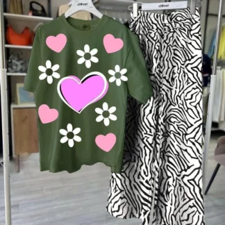 Green Printed 2-Piece Night Suit for Women