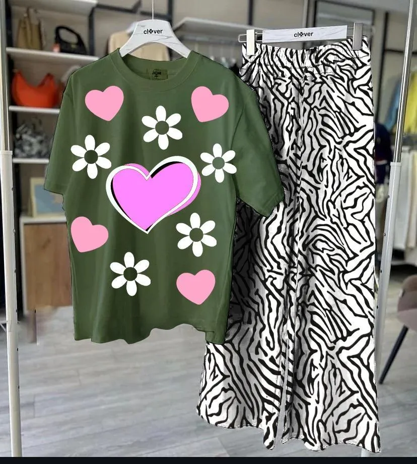 Green Printed 2-Piece Night Suit for Women