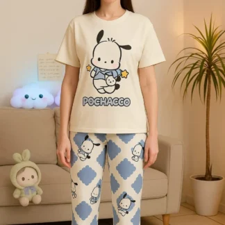 Women's Pochacco Printed Night Suit White Medium to XL