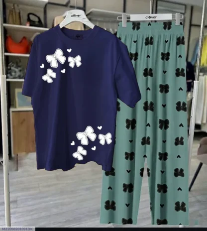 Blue Butterfly Print Night Suit