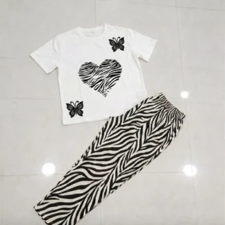 White Butterfly Heart Night Suit for Girls Medium to XL