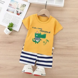 Kids Yellow Crocodile Print Night Suit Set