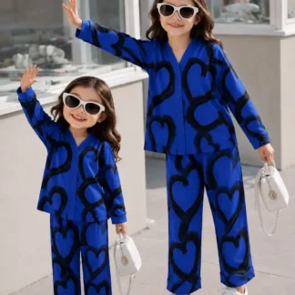2 Pcs Girl's Cotton Jersey Printed Co-ord Set