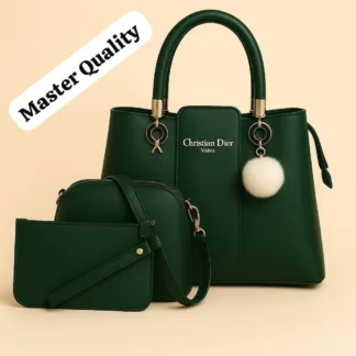 Green Leather 3Pcs Women Handbag Set