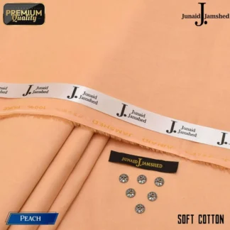 Junaid Jamshed Soft Cotton Peach Suit Fabric 4.5m