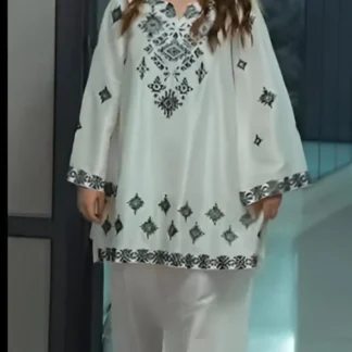 Off-White Embroidered 3-Piece Lawn Suit for Women