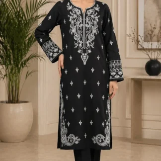 Black Embroidered Lawn Kurta Set for Women