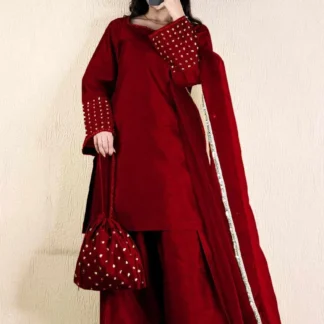 Farshi Shalwar Set with Pearls & Lace Dupatta