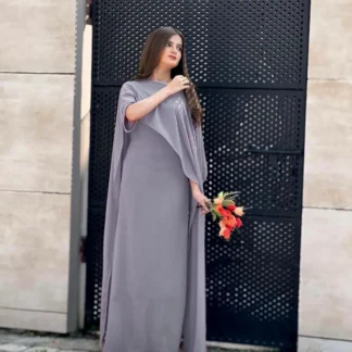 Two Tone Cap Shawl Maxi Dress with Dori Chiffon 9 Colors