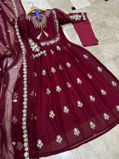Neckline Embroidered Maxi Dress With