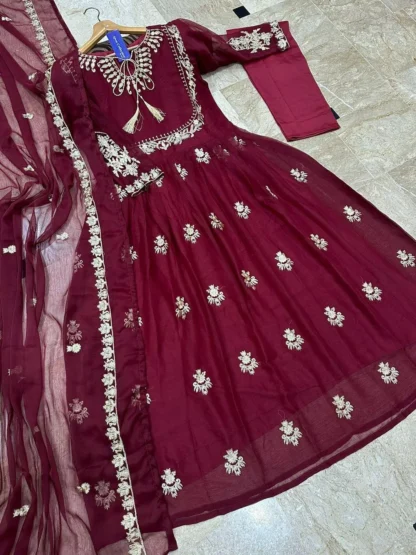 Neckline Embroidered Maxi Dress With