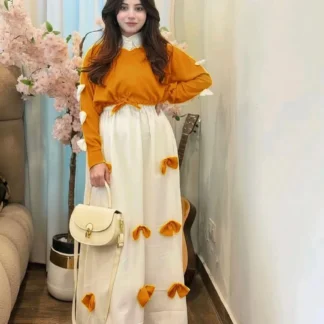 Georgette Bow Top & Maxi Long Set 2Pcs