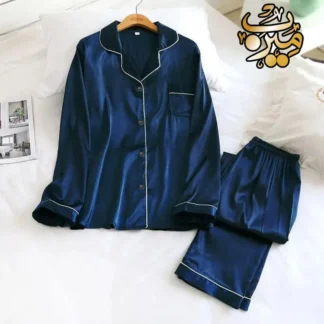 Blue Shamoz Silk 2-Piece Nightwear Set for Women
