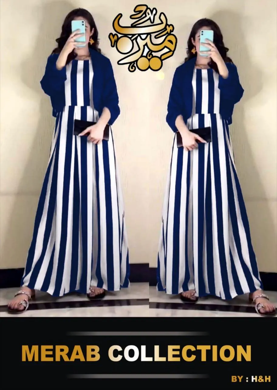 Blue Zebra Printed Silk Maxi Suit 2Pcs
