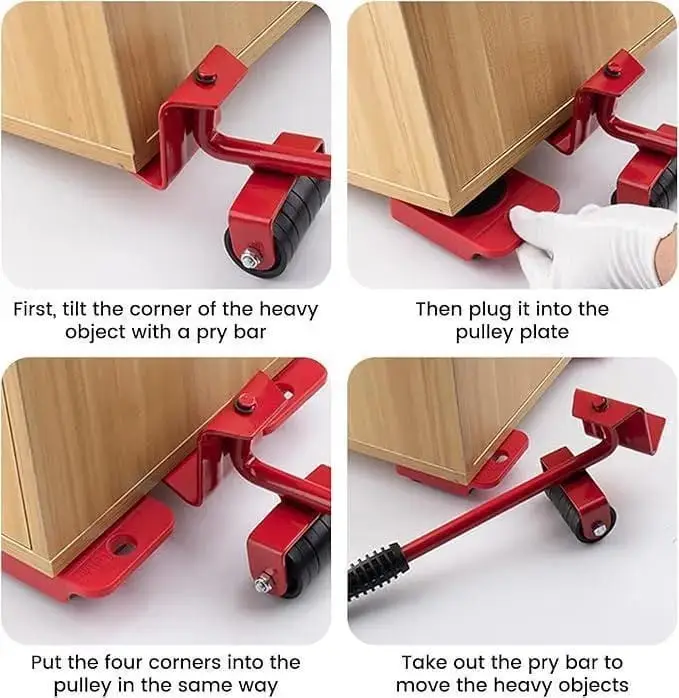 Heavy Duty Furniture Mover Tool Set Red Metal - Image 3
