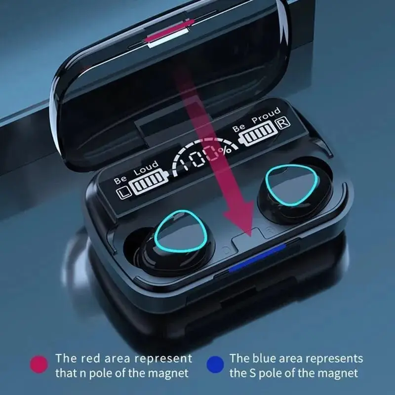 9D Hifi Sound Black LED Display Earbuds 2000mAh Power Bank - Image 2