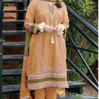 Peach Embroidered 3-Piece Lawn Suit for Women