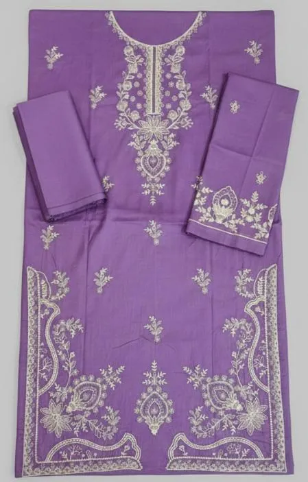 Purple Embroidered Lawn 2Pcs Kurta Set - Image 2
