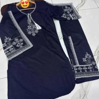 Blue Aari Embroidered Women's 3Pcs Suit Set