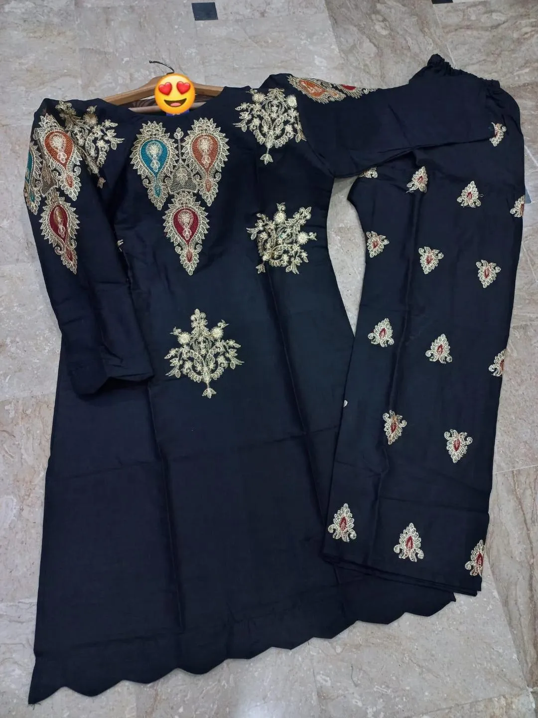 Black Zarri Embroidered 2-Piece Women Suit Set - Image 2