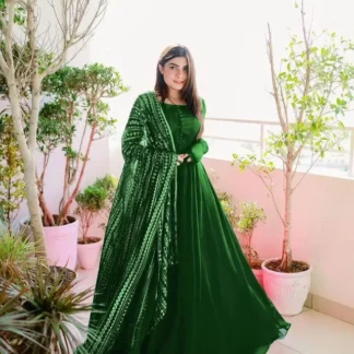 Green Chiffon Embroidered 3-Piece Eid Wedding Set