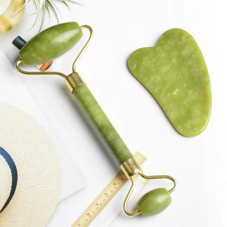 Jade Roller & Gua Sha Set for Face Eyes Body