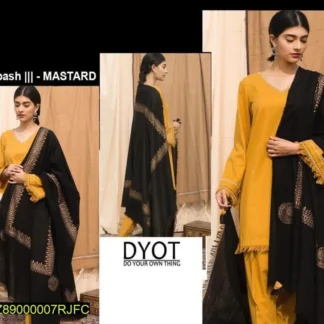Mustard Lawn Patch Work 3Pcs Set